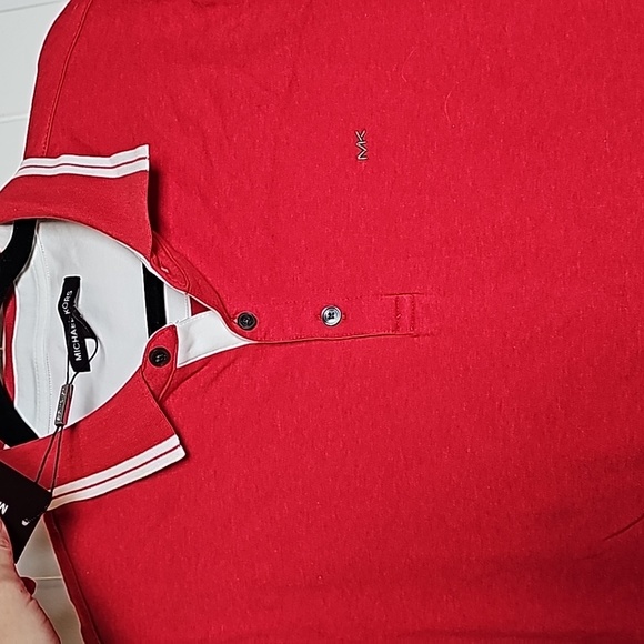 NWT Michael Kors L heathered red polo - Picture 3 of 7